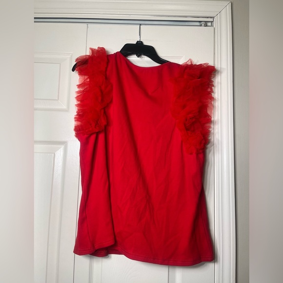 Anthropologie Dolan Left Coast DOLAN Tulle Sleeve Tank Top Red - Picture 6 of 8